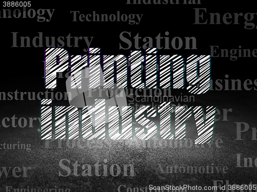 Image of Manufacuring concept: Printing Industry in grunge dark room