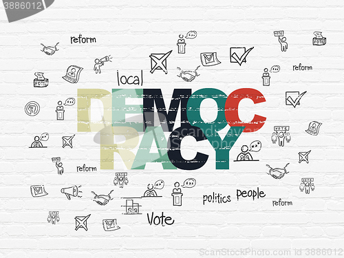 Image of Politics concept: Democracy on wall background