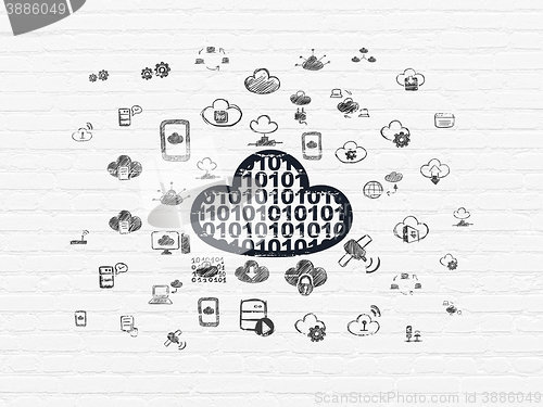 Image of Cloud networking concept: Cloud With Code on wall background