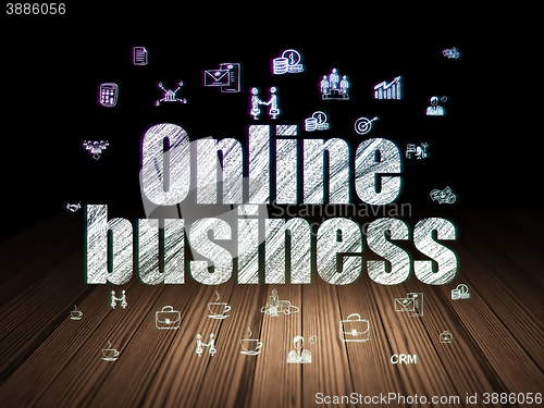 Image of Business concept: Online Business in grunge dark room
