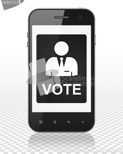 Image of Political concept: Smartphone with Ballot on display