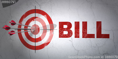 Image of Money concept: target and Bill on wall background