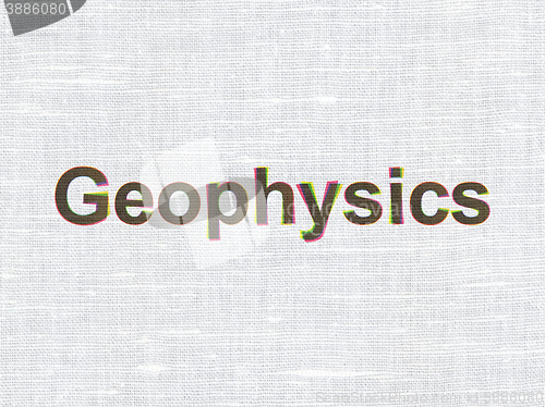 Image of Science concept: Geophysics on fabric texture background