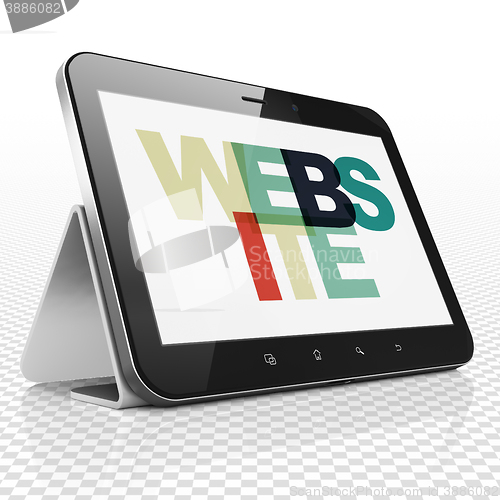 Image of Web design concept: Tablet Computer with Website on  display