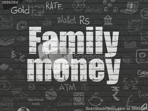 Image of Currency concept: Family Money on wall background
