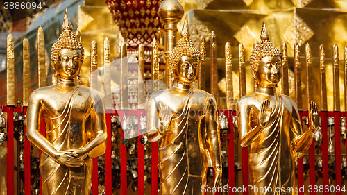 Image of Gold Buddha statues in Wat Phra That Doi Suthep