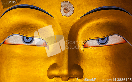 Image of Maitreya Buddha face close up, Ladakh