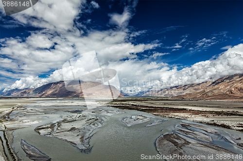 Image of Nubra valley and river in Himalayas, Ladakh