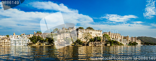 Image of Panorama of City Palace. Udaipur, India