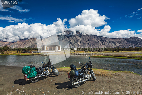 Image of Two bikes in Himalayas. Ladakh, India