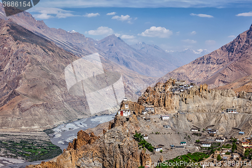 Image of View of Spiti valley and Dhankar Gompa in Himalayas