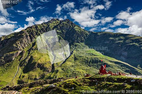 Image of Small Hindu shrine in Himalayas, India