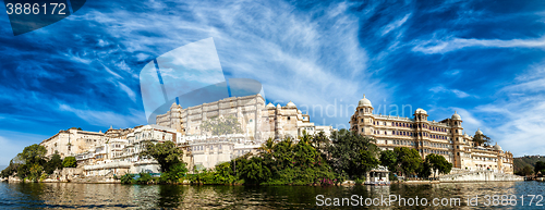 Image of Panorama of City Palace. Udaipur, India