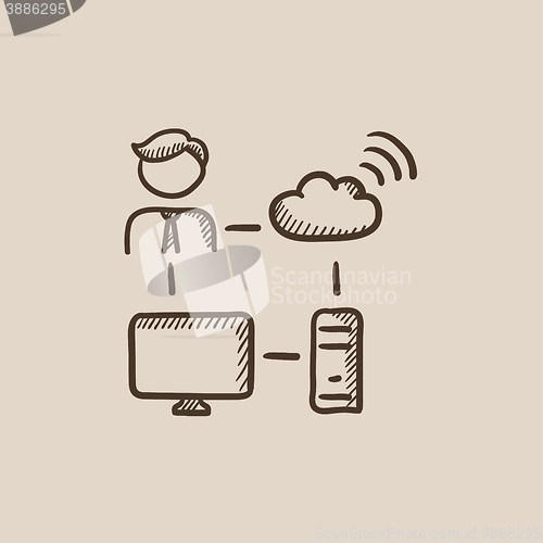 Image of Cloud computing sketch icon.