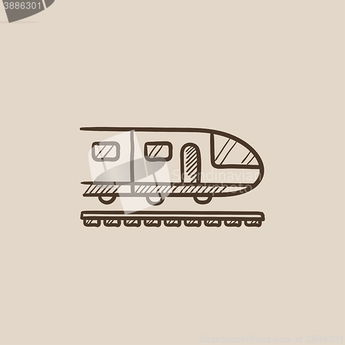 Image of Modern high speed train sketch icon.