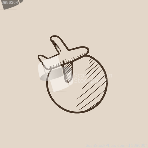 Image of Travel by plane sketch icon.