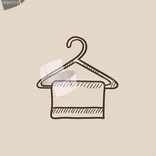 Image of Towel on hanger sketch icon.