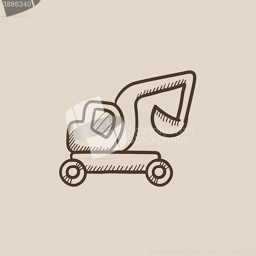 Image of Excavator truck sketch icon.