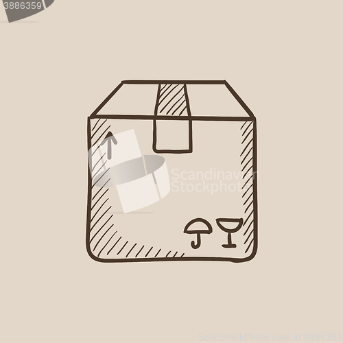 Image of Carton package box sketch icon.