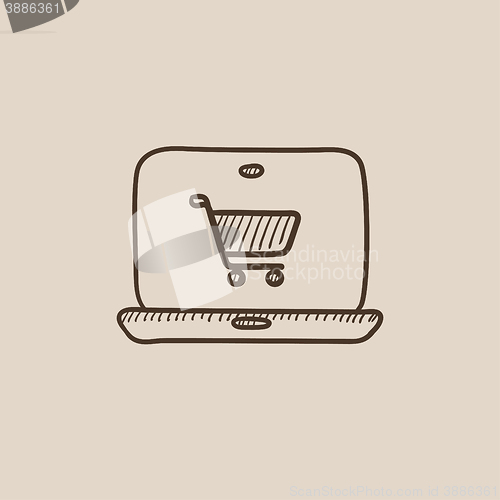 Image of Online shopping sketch icon.