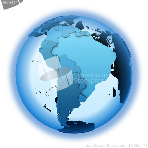 Image of South America on translucent Earth