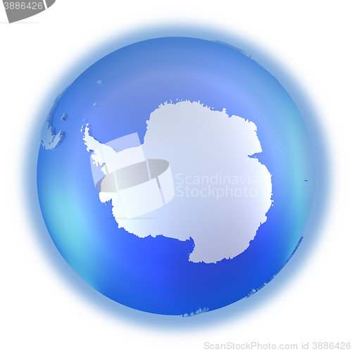 Image of Antarctica on bright metallic Earth