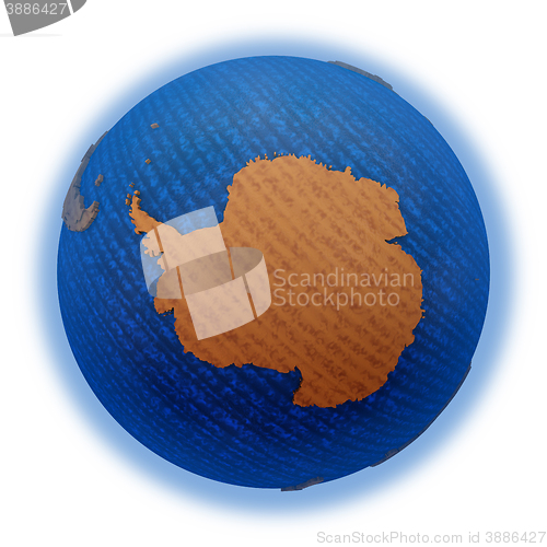 Image of Antarctica on wooden Earth