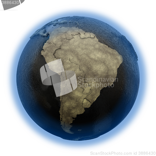 Image of South America on Earth of oil