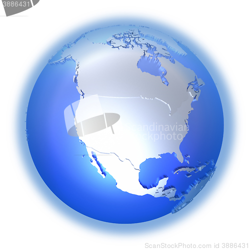 Image of North America on bright metallic Earth