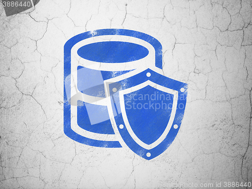 Image of Programming concept: Database With Shield on wall background