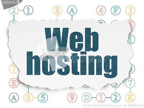 Image of Web design concept: Web Hosting on Torn Paper background