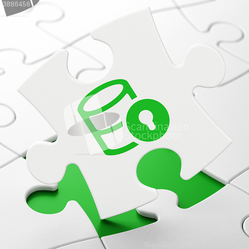 Image of Programming concept: Database With Lock on puzzle background