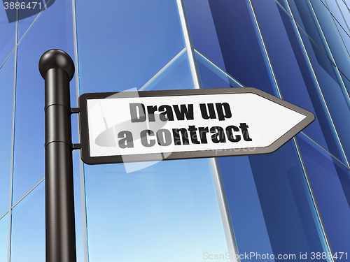 Image of Law concept: sign Draw up A contract on Building background