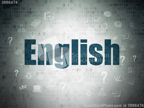 Image of Education concept: English on Digital Data Paper background