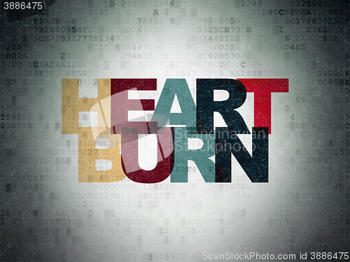 Image of Healthcare concept: Heartburn on Digital Data Paper background