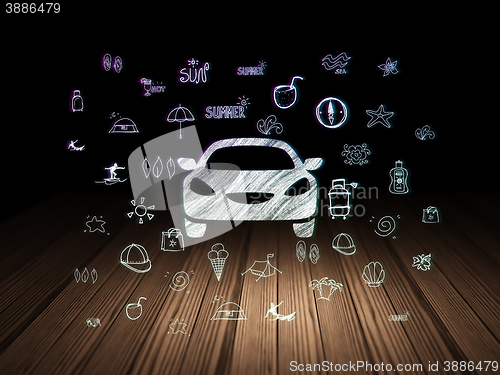 Image of Tourism concept: Car in grunge dark room