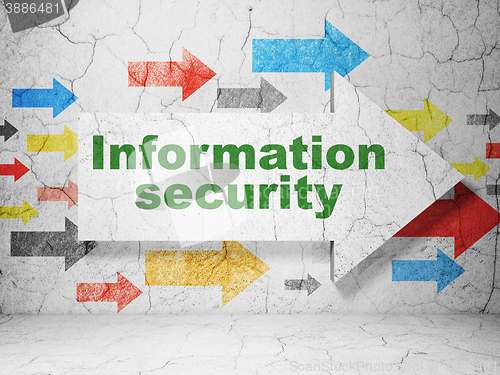 Image of Protection concept: arrow with Information Security on grunge wall background