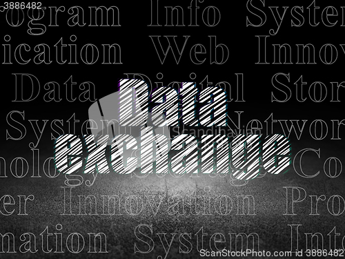 Image of Information concept: Data Exchange in grunge dark room