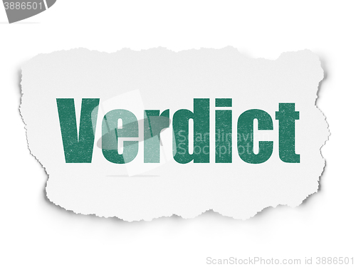 Image of Law concept: Verdict on Torn Paper background