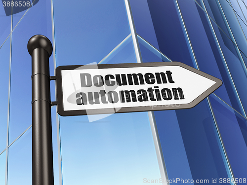 Image of Finance concept: sign Document Automation on Building background