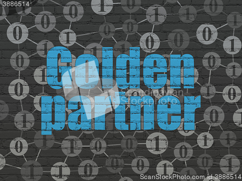 Image of Business concept: Golden Partner on wall background