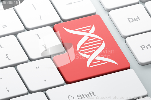 Image of Science concept: DNA on computer keyboard background