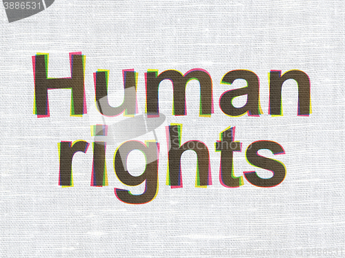 Image of Political concept: Human Rights on fabric texture background