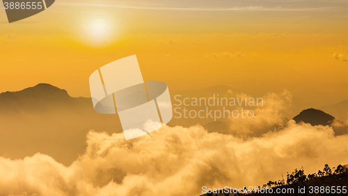 Image of Mountains in clouds. Kodaikanal, Tamil Nadu