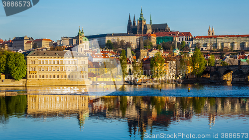 Image of View of Mala Strana and  Prague castle over Vltava river