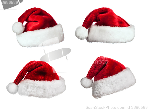 Image of Santa hats on white