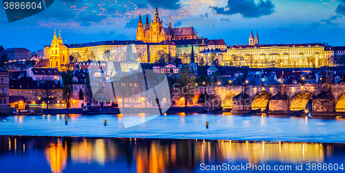 Image of Prague Castle in twilight