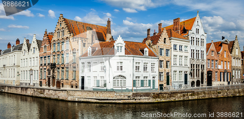 Image of Bruges medieval houses and canal, Belgium