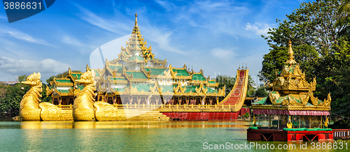 Image of Karaweik royal barge, Kandawgyi Lake, Yangon