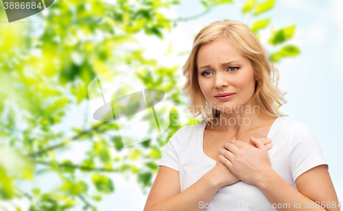 Image of unhappy woman suffering from heartache